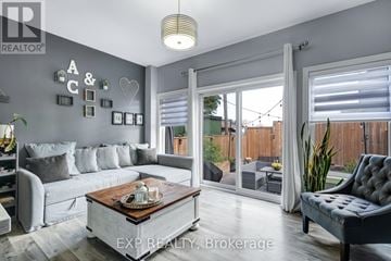 Hamilton (Parkview) apartment for rent - A living room with a grey couch and a coffee table.