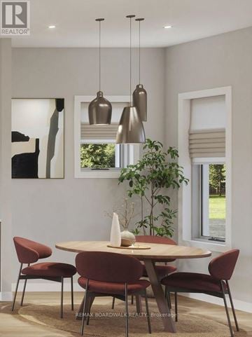Ottawa townhouse for rent - A modern dining room with a round table and chairs.