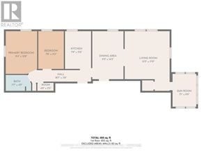Prince Edward County (Picton Ward) multi-family for rent - A floor plan of an apartment with a living room, dining area, kitchen, and several bedrooms.