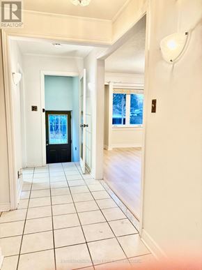 Richmond Hill (Crosby) apartment for rent - A hallway with a black door and white walls.