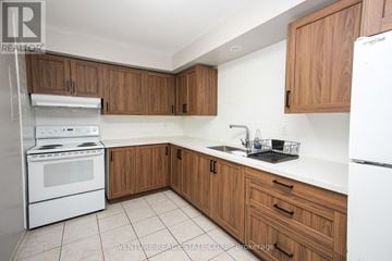 Toronto (Kingsway South) multi-family for rent - A kitchen with wooden cabinets and white appliances.