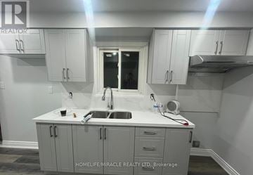 Brampton (Brampton West) apartment for rent - A kitchen with white cabinets and a sink.