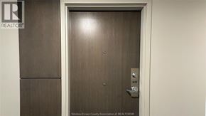 Lasalle condo for rent - A brown door with a silver handle and a number 419 on it.