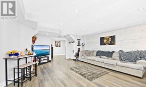 Bradford West Gwillimbury (Bradford) apartment for rent - A living room with a couch, a television, and a rug.