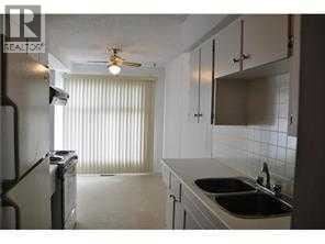 Calgary apartment for rent - A modern kitchen with white cabinets and a black sink.