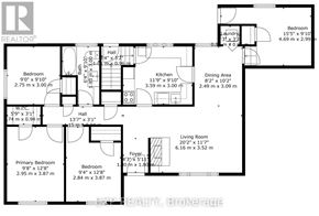 Ottawa duplex for rent - A floor plan of a house with a living room, two bedrooms, a kitchen, a dining area, and a laundry room.