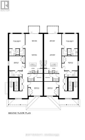 Russell apartment for rent - A black and white image of a second floor plan for a building.
