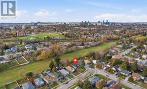 Toronto (Wexford-Maryvale) apartment for rent - A bird's eye view of a residential area with a red marker indicating a specific location.