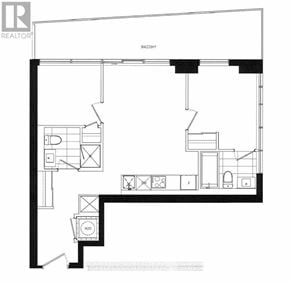Toronto (Mount Pleasant East) condo for rent - A black and white floor plan of a balcony.