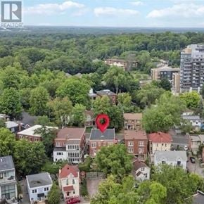 Ottawa apartment for rent - A bird's eye view of a residential area with a red pin marking a specific location.