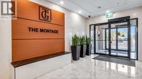 Windsor condo for rent - The Montage sign is on a wooden panel.