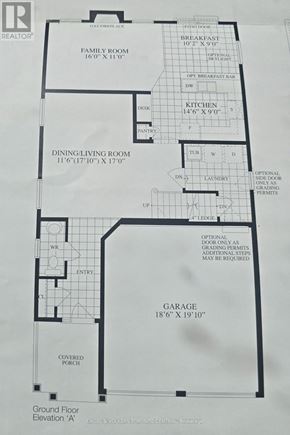 Oshawa (Taunton) apartment for rent - A floor plan for a house with a garage and a covered porch.
