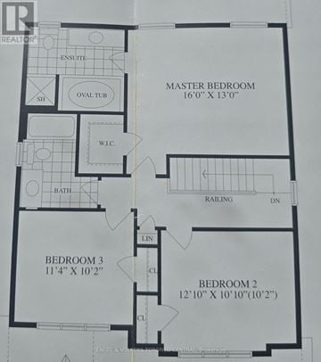 Oshawa (Taunton) apartment for rent - A floor plan shows a master bedroom that is 16 feet by 13 feet.