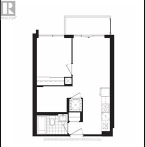 Hamilton (Corktown) condo for rent - A black and white image of a floor plan for a house.