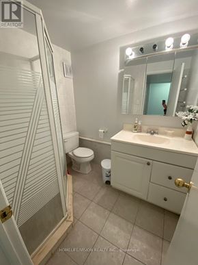Toronto (Don Valley Village) apartment for rent - A bathroom with a toilet, sink, and shower.