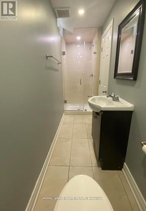 Toronto (Rouge) apartment for rent - A bathroom with a sink, toilet and shower.