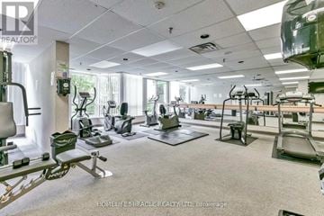 Toronto (Mount Olive-Silverstone-Jamestown) condo for rent - A well-equipped gym with various exercise machines and weights.