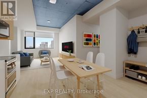 Ottawa apartment for rent - A modern kitchen with a dining table and chairs.