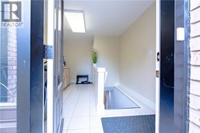 Ancaster apartment for rent - A hallway with a door on the right and a plant on the floor.