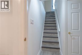 Ancaster apartment for rent - A staircase with a white door on the right.