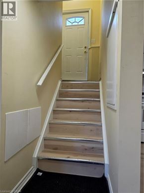 Hamilton apartment for rent - A white door is at the end of a hallway.