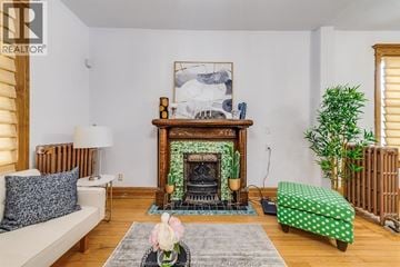 Windsor apartment for rent - A living room with a fireplace and a painting above it.