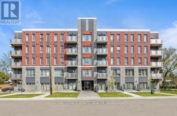 Hamilton (Ainslie Wood) condo for rent - A modern apartment building with a clear blue sky in the background.
