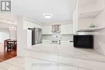 Markham (Village Green-South Unionville) apartment for rent - A modern kitchen with white cabinets and a marble countertop.
