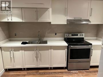 Markham (Berczy) apartment for rent - A modern kitchen with white cabinets and stainless steel appliances.