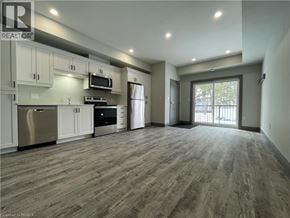Simcoe apartment for rent - A spacious kitchen with stainless steel appliances and wooden flooring.