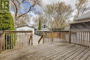 Newmarket (Central Newmarket) apartment for rent - A wooden deck with a railing and a tree in the background.