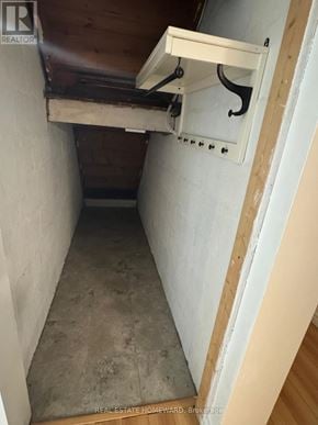 Toronto (Wexford-Maryvale) apartment for rent - A small, unfinished room with a white door and a window.