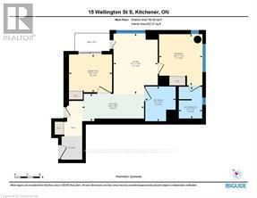 Kitchener condo for rent - A floor plan for a property at 15 Wellington St. in Kitchener, Ontario.