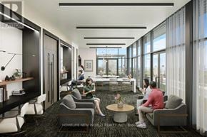 Hamilton (Kirkendall) condo for rent - A modern living room with people sitting and chatting.