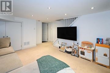 Toronto (The Beaches) apartment for rent - A living room with a flat screen TV and a rug on the floor.