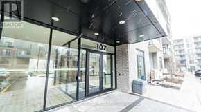 Waterloo condo for rent - The image shows the front of a real estate office with the number 107 on the glass door.