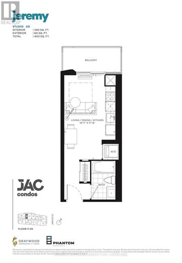 Toronto (Church-Yonge Corridor) condo for rent - A floor plan for a condo unit at JAC Condos.