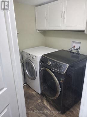 Hamilton (Waterdown) apartment for rent - A black washing machine sits next to a white one.