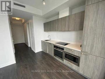 Toronto (Church-Yonge Corridor) condo for rent - A modern kitchen with wooden cabinets and stainless steel appliances.