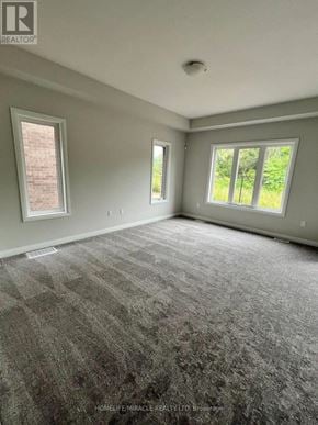 Niagara Falls (Cherrywood) townhouse for rent - A room with grey carpet and two windows.