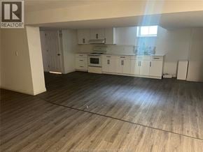 Windsor apartment for rent - A realtor logo is on the wall of a kitchen.