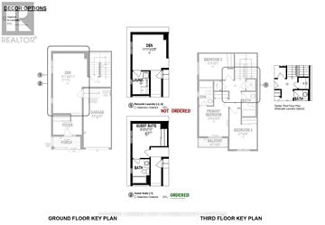 Ottawa townhouse for rent - A floor plan for a home with a garage, living room, dining room, kitchen, and three bedrooms.