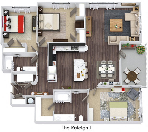 Floor plan for 3 beds, 2 baths, 1656 sqft
