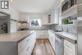 Burnaby apartment for rent - A modern kitchen with white cabinets and a large island.