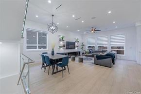 Surrey apartment for rent - A modern living room with a dining table and chairs.