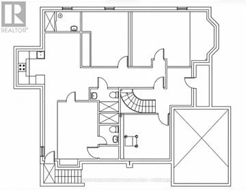 Mississauga (Erin Mills) apartment for rent - A floor plan of a house with a staircase and a kitchen area.