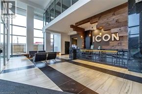 Waterloo condo for rent - A lobby with a black and white checkered floor.