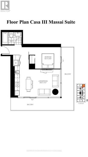 Toronto (Church-Yonge Corridor) condo for rent - A floor plan of the Casa III Massai Suite is shown.