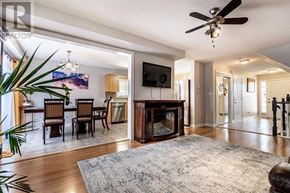 St. Catharines (Rykert/Vansickle) apartment for rent - A living room with a fireplace and a TV on the wall.