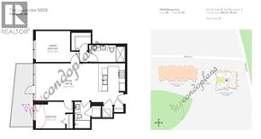 Vancouver apartment for rent - A floor plan for a condo at 6828 Binney Avenue shows a master bedroom with an attached bathroom and a living area with a kitchen.